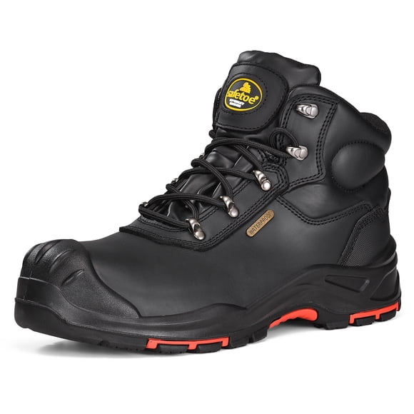 SAFETOE Safety Boots for Men Composite Toe Work Boots Lightweight Cow Leather Puncture Proof Slip On Work Boots Wide Fit