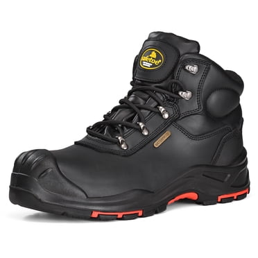 SAFETOE Safety Boots for Men Composite Toe Work Boots Lightweight Cow Leather Puncture Proof Slip On Work Boots Wide Fit