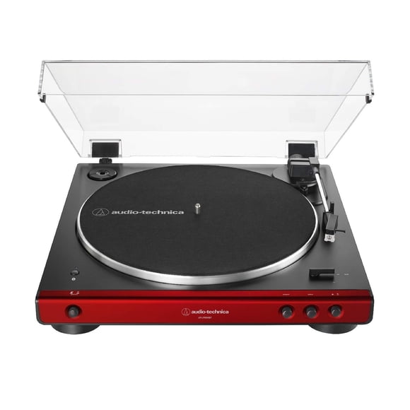 Audio-Technica AT-LP60XBT-RD Fully Automatic Belt-Drive Stereo Turntable, Red