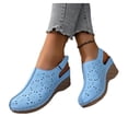 thumbnail image 4 of WLOELOEW Sky Blue Platform Sandals For Women Hollow Out Design Adjustable Strap Pu Material Foot Length 9.06 Inches Us Size 5.5, 4 of 6