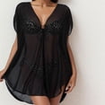 thumbnail image 2 of 2025 Femmes Bague Liée Transparent Manches Longues Sortie de Plage Robe en Maille Sortie de Plage Pantalon de Bain Sortie de Plage pour Femmes Sortie de Plage Robe Mini Sortie de Plage Bikini Brillante Wraps Sorties de Plage pour Maillots de Bain, 2 of 8
