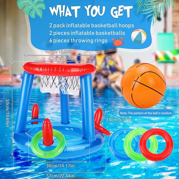 Panier de Basketball Gonflable pour Enfants, Piscine, Eau, Objets Flottants, Anneau de Lancer, Ensemble de Jouets Panier de Basketball