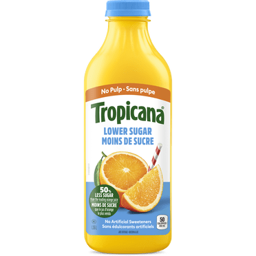 Tropicana® Moins de Sucre Orange Sans Pulpe, 1.36L