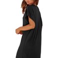 thumbnail image 2 of Kmbangi Robes Longues Noires pour Femmes pour l'Été 2023, Manches Chauve-Souris Courtes Col Rond Fendu Robe de Plage Décontractée, 2 of 9