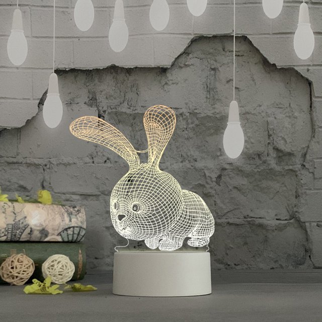 Agiferg 3D USB Acrylic Night Light LED Table Desk Bedroom Decor Gift Warm White Lamp