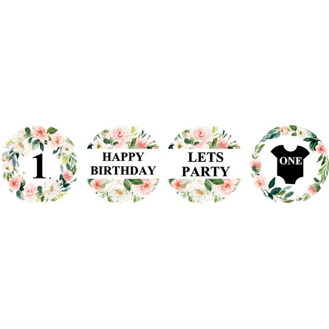 Darling Souvenir Party Favor Floral Border 1st Birthday Theme Stickers Labels 190 Pcs-White