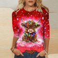 thumbnail image 2 of Staron Liquidation Hauts pour Femmes Manches 3/4 T-Shirts Animaux de Dessin Animé Chic Décontracté Col Rond T-Shirts Basiques Hauts T-Shirts Amples Blouses, 2 of 5