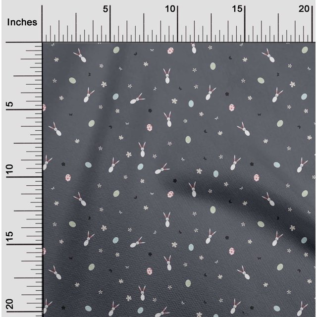 oneOone Viscose Chiffon Fabric Easter Egg|Floral & Rabbit Animal Fabric Prints by Yard 42 Inch Wide