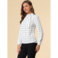 thumbnail image 4 of INSPIRE CHIC Blouse de Bureau pour Femmes à Carreaux avec Nœud Papillon au Cou, 4 of 6