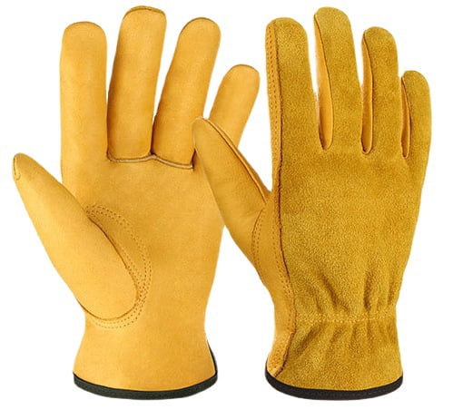 Jinsinto men's leather work gloves, construction gloves, with patched palm M