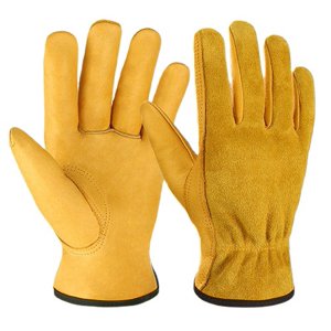 Jinsinto gants de travail en cuir pour hommes, gants de construction, avec paume patchée M