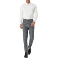 thumbnail image 2 of INSPIRE CHIC Men's Plaid Slim Fit Flat Front Dress Pants with Pockets 36 Dark Gray, 2 of 7