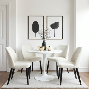 Aykah Chaises de Salle à Manger Capri, Ensemble de 4, Chaise Latérale Moderne Rembourrée pour Salle à Manger et Cuisine avec Pattes en Métal, Gain de Place, Facile à Assembler (Bouclé, Bouclé Clair de Lune)