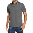 thumbnail image 2 of EGNMCR Mode T-Shirt Décontracté pour Homme Ajusté à Col Rabattu Uni à Manches Courtes Hauts Blouse, 2 of 6