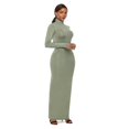 thumbnail image 4 of TopLLC Longues Robe à Manches à Col Rond pour Femme Décontractée Couleur Col Montant Manches Longues Extensible Ajustée Longue Robe Haut pour Femme, 4 of 5