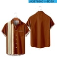 thumbnail image 3 of XZNGL Chemise à Manches Courtes Boutonnée pour Hommes, Col Rabattu à Imprimé Patchwork, Mélange Polyester Spandex, avec Poches avant, Coupe Décontractée, Tenue d'Été pour l'Extérieur, 3 of 6