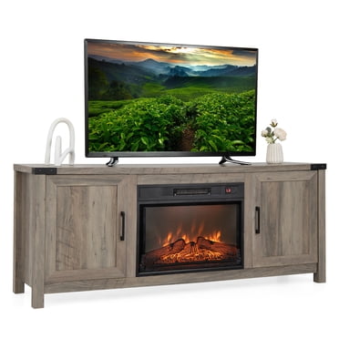 Costway Meuble Télé avec Foyer de 62 Pouces Console Multimédia Armoire avec Foyer Électrique de 23 Pouces pour Télé de 70 Pouces