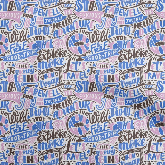 oneOone Velvet Blue Fabric Writing Text Fabric For Sewing Printed Craft Fabric By The Yard 58 Inch Wide
