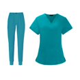 thumbnail image 4 of Milaget Uniform Scrub Set Top and Pants Soft Multi Pocket Unisex V Neckline Stretch Work Blue S, 4 of 9