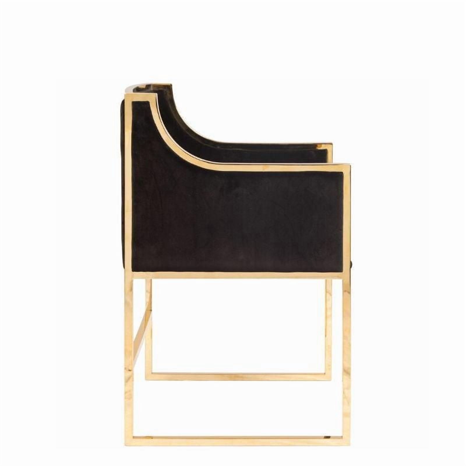 Chaise de salle à manger noire Take Me Home KARAT – Chaise de salle à manger moderne et luxueuse avec revêtement en velours noir doux, base en métal doré et accoudoirs confortables, parfaite pour les