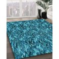 thumbnail image 3 of Ahgly Company Tapis d'Intérieur Lavable à la Machine, Carré, Transitionnel, Vert Sarcelle, Tapis de Zone, 4 Pieds Carré, 3 of 7