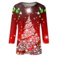thumbnail image 4 of yoeyez T-Shirts de Noël Laids pour Femmes Manches 3/4 Hauts de Noël Mignons Chandail à Paillettes Imprimé Arbre de Noël Chandail de Fête d'Automne Tunique à Col Rond, 4 of 5
