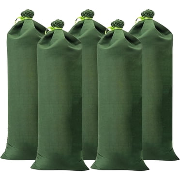 Luniquz 5 Pcs Sacs de Sable, Sacs de Sable pour Inondation en Toile Épaissie Sacs pour Inondation à Cordon Sacs de Sable Remplissables Barrières d'Eau 27.6x9.8 Pouces pour Inondation, Sable Non Inclus