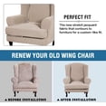thumbnail image 4 of 2 Piece Super Stretch Stylish Furniture Cover/Wingback Chair Cover Slipcover Spandex Jacquard Checked Pattern, Super Soft Slipcover Machine Washable/Skid Resistance (Wing Chair, Sand), 4 of 7