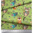 thumbnail image 3 of Soimoi Green polyester Crepe Fabric Feather & Animals Tribal Print Fabric by Yard 52 Inch Wide, 3 of 5