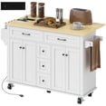 thumbnail image 1 of HOMCOM 55" Kitchen Island with Power Outlet & Drop Leaf Kitchen Cart White, 1 of 10