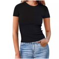 thumbnail image 1 of GigrtiJin Womens Basic T-Shirts Summer Crew Neck Short Sleeve Crop Tunic Tops Cute Slim Solid Color Comfy Blouses, 1 of 6