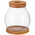 thumbnail image 1 of HLONK Desktop Fish Bowl Hydroponic Terrarium Glass Small Fish Tank with Bamboo Cushion, 1 of 6