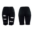 thumbnail image 1 of Leutsin Women Elastic Destroyed Hole Leggings Short Pants Denim Shorts Ripped Jeans, 1 of 2