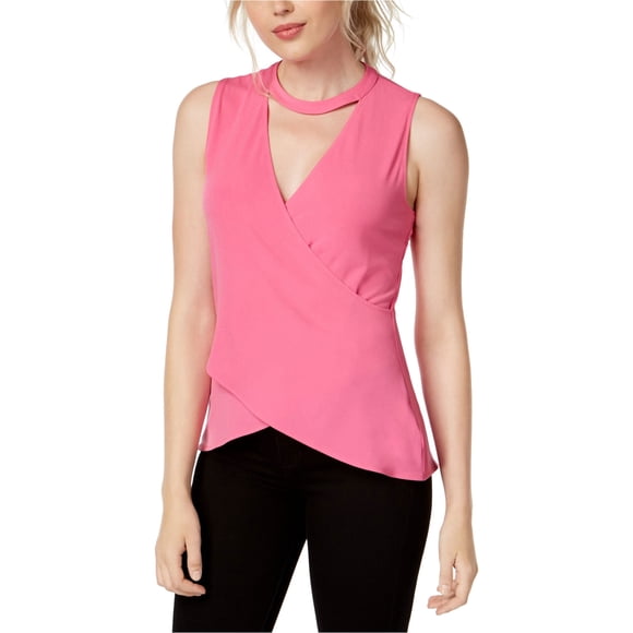 Rachel Roy Blouse Portefeuille à devant Croisé pour Femmes, Rose, XX-Grand