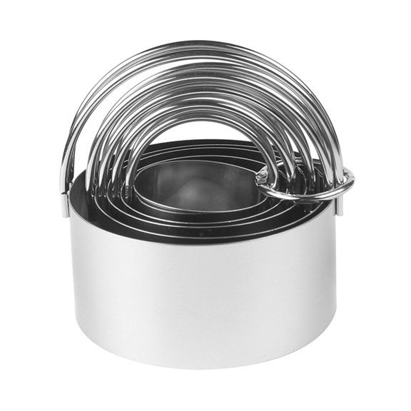 YWOAGH 5 Pcs Emporte-Pièce de Fentes pour Moulage, Emporte-Pièce Rond en Acier Inoxydable avec Poignée Anneau pour Pâtisserie, Ensemble de Coupe, Emporte-Pièce Rond en Acier Inoxydable avec Poignée, Moules à Biscuits Argent *1PCS