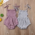 thumbnail image 4 of Newborn Infant Baby Girl Cotton Sling Solid Color Lace Stretch Ruched Jumpsuit Wine Red 0-3 Months, 4 of 9