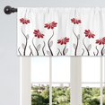 thumbnail image 3 of ORUYROP Cantonnières à Fleurs Rouges Poche pour Tringle Pétales Floraux Feuilles Fenêtres Lignes Décoratives Géométrique Moderne Femme Fille Silhouettes de Plante Blanche Courtes Rideaux de Fenêtre 52 x 18 Pouces LW-, 3 of 5