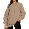 thumbnail image 1 of ORUYROP Sweat-Shirts Oversize pour les Femmes à Manches Longues Col Rond Pull Casual Silod Couleur Polaire Tops Pulls, 1 of 7