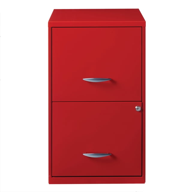 Space Solutions 18 Inch Wide 2 Drawer Organizer Cabinet for Office, Red