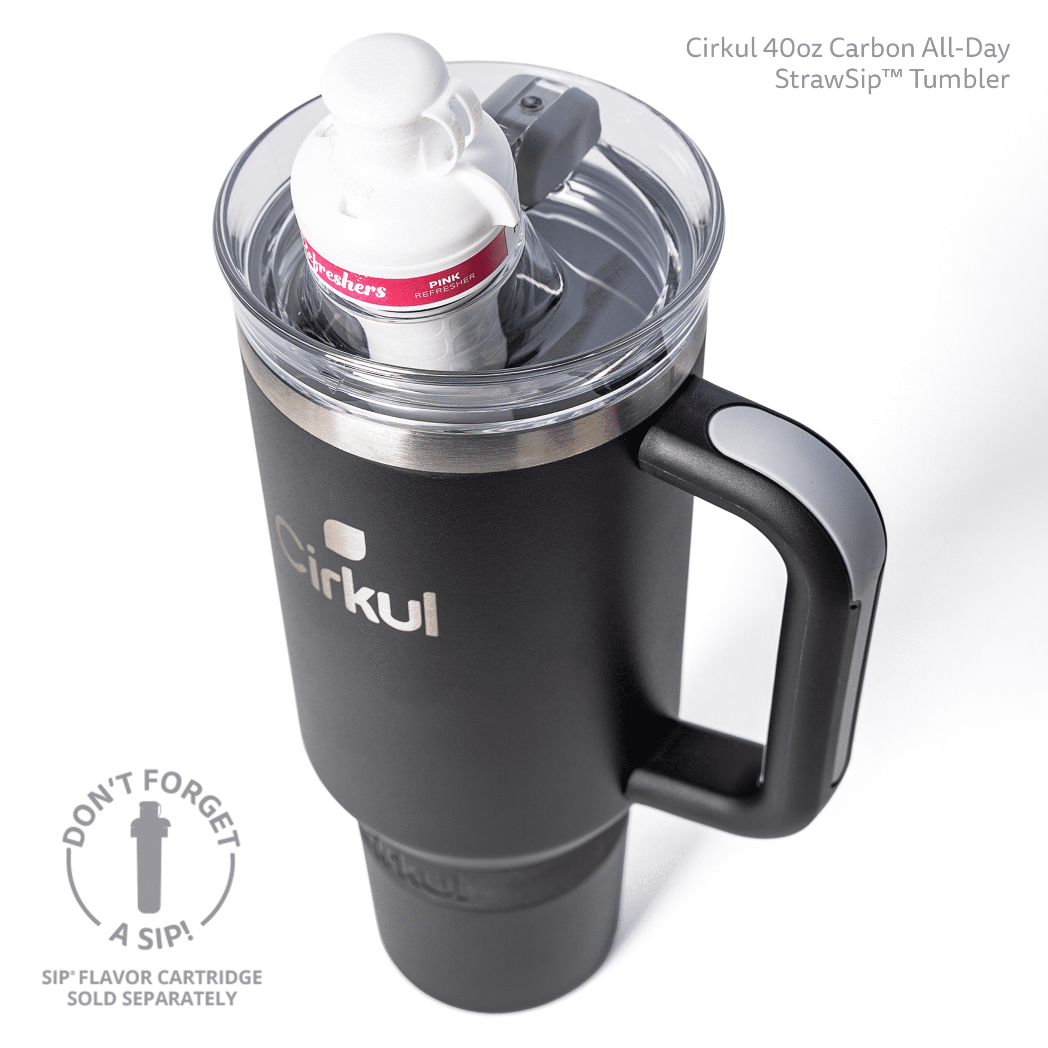 Gobelet All-Day StrawSipMC de Cirkul, 40 oz, carbone (noir)