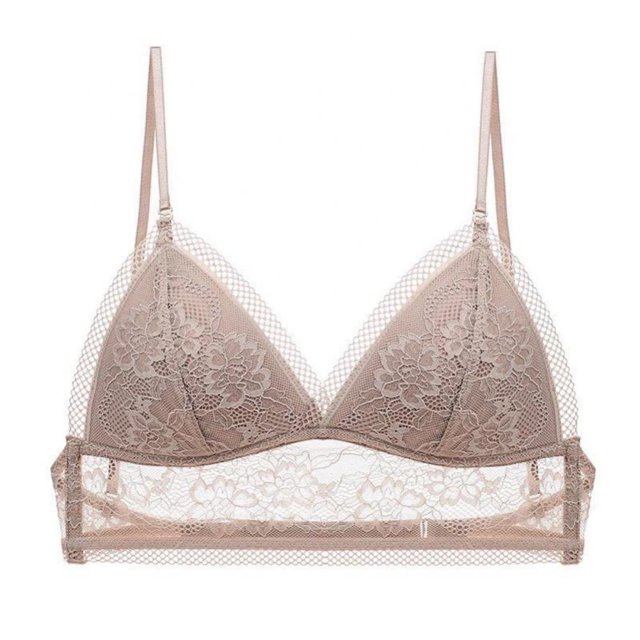 Women Backless Bra Lace Seamless Bralette Triangle Cup Invisible Wirefree Bras Soft Thin Underwear