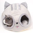 thumbnail image 4 of Lit pour Chat, Lit pour Animaux de Compagnie Type Tête de Chat Nest, Semi-enclosed Auto-Chauffant, Chat Chien Profond, 4 of 7