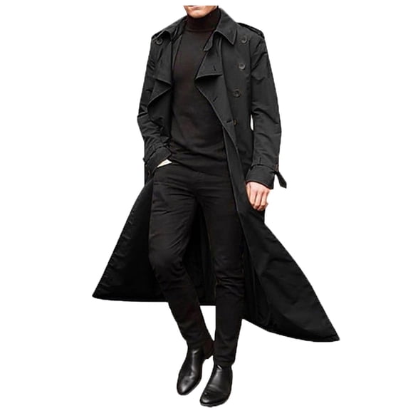 Men's Anoraks Stylish Trench Coat Double Long Sleeve Casual Outerwear for Winter Work and Holiday Fashion