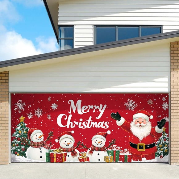 Christmas Garage Door Banner Large Hanging Door Cover Christmas Garage Wall Flags Garden Pennant Frame Glass Happy Valentine Banner for Mantle Canadian Flag for Car Hood Flower Banner for Wall