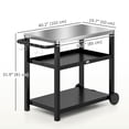 thumbnail image 3 of Outsunny BBQ Cart Pizza Oven Table with 2-Tier Shelf Wheels, Black, 3 of 10