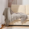 thumbnail image 1 of Meitianfacai Couverture de Canapé Housse Couverture Sieste de Bureau Couverture de Climatisation Couverture Tricotée à Franges Couverture de Sieste Couverture de Bout de Lit, Kaki, 1 of 6