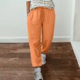 thumbnail image 2 of VEKDONE Womens Linen Long Pants Orange M, 2 of 5