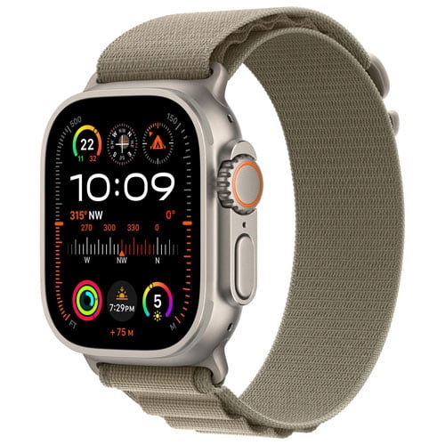 Apple Watch Ultra 2 GPS + Cellular Smartwatch – 49mm Titanium Case, Olive Alpine Loop (Small)-Open Box