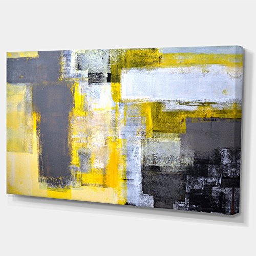 Tableau à toile imprimée Design Art Gris et jaune abstrait flou
