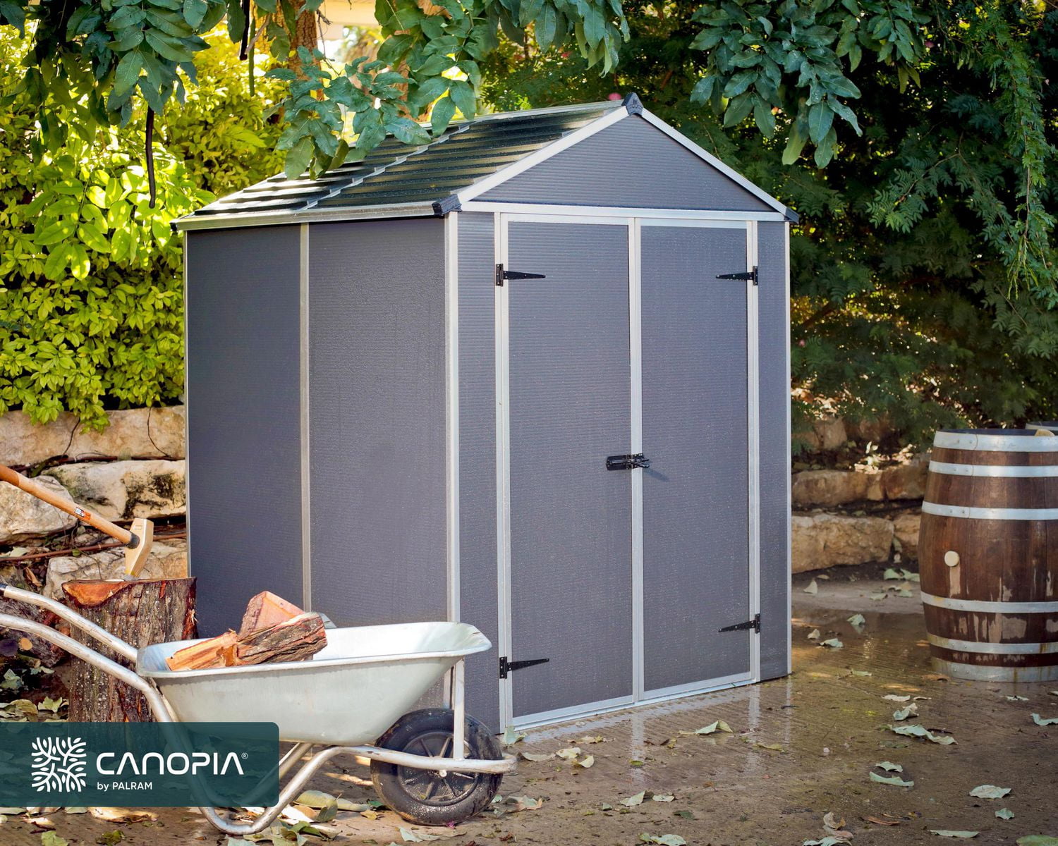 Rubicon 6 ft. x 5 ft. Dark Gray Garden Storage Shed